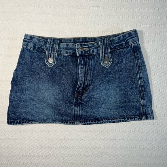 unbranded Dresses & Skirts - Womens Y2K Style Blue Denim Micro Mini Cotton Cut Off Jean Skirt Size 6 Medium